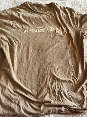 Armani Exchange Men's Tan Logo Short Sleeve Tee